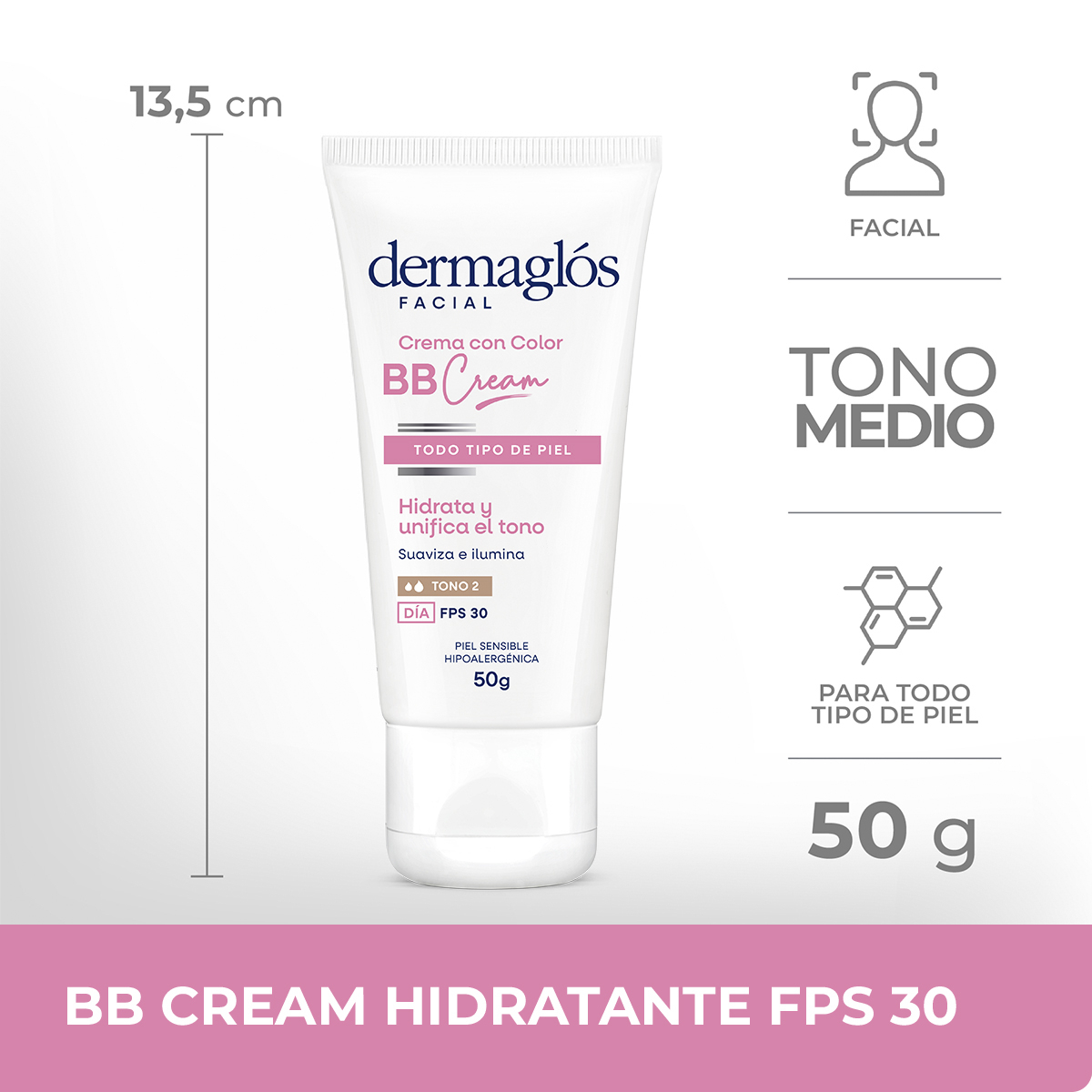 Dermaglós Facial Bb Cream Con Fps30 Color