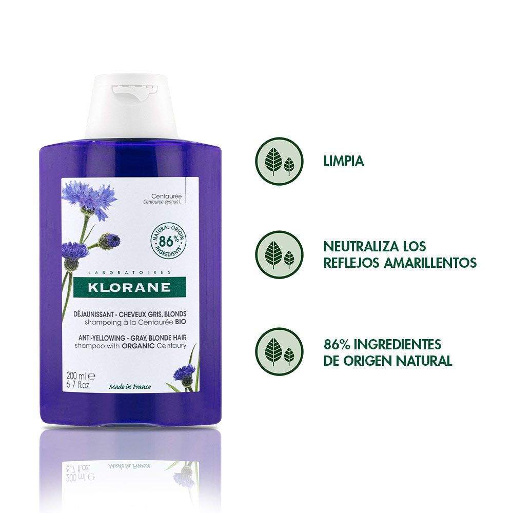 Klorane Centáurea Shampoo Para Cabello Blanco X 200ml