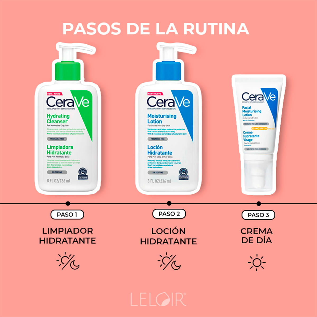 Cerave Rutina Facial Y Corporal De Día Piel Normal A Seca