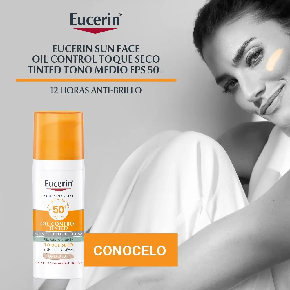 Eucerin Protector Solar Fps50+ Oil Control Toque Seco Tono Medio Vto 8-26