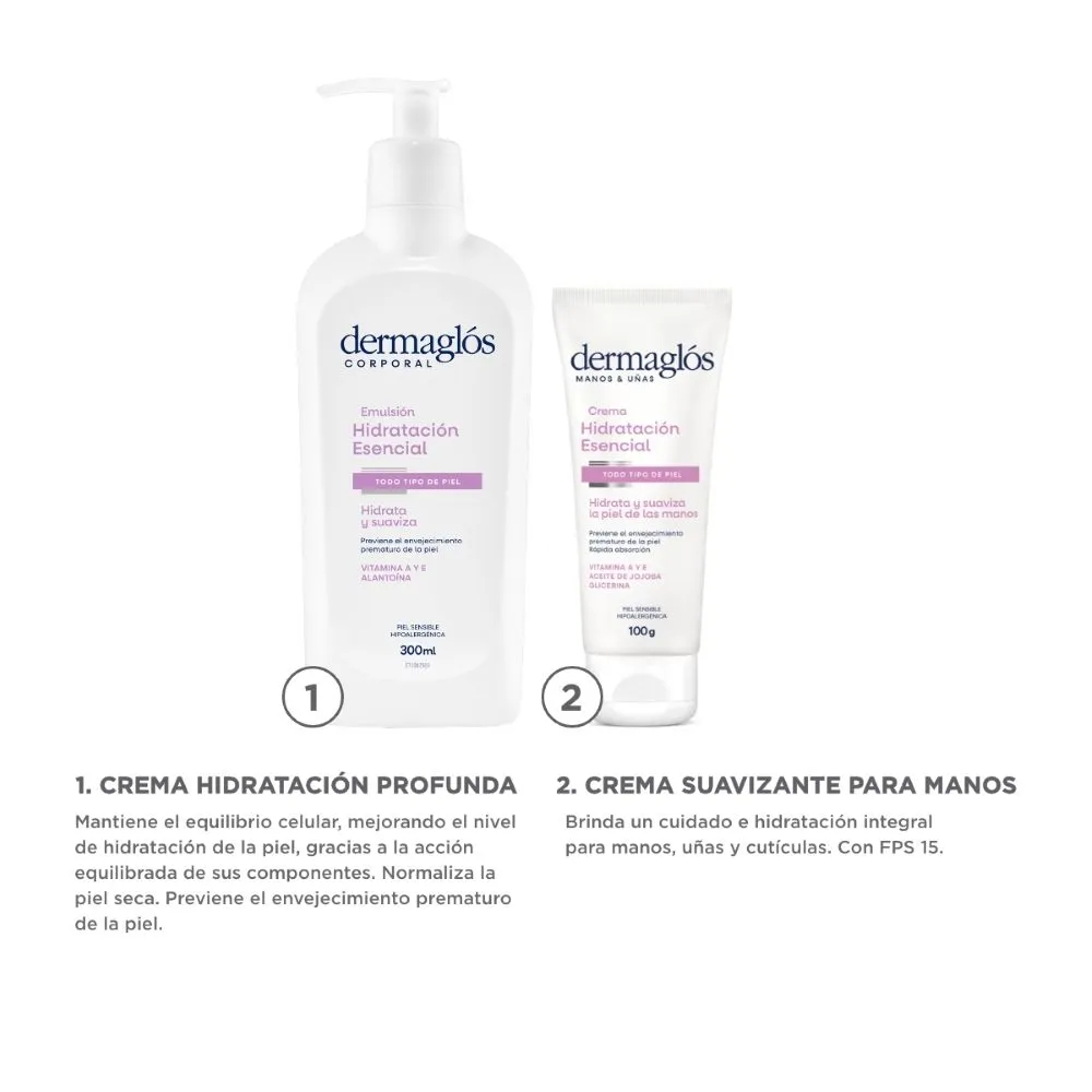 Dermaglós Combo Hidratación Corporal Emulsión Y Crema Manos