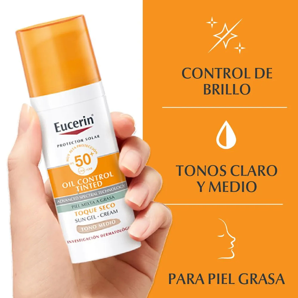 Eucerin Protector Solar Fps50+ Oil Control Toque Seco Tono Medio Vto 8-26