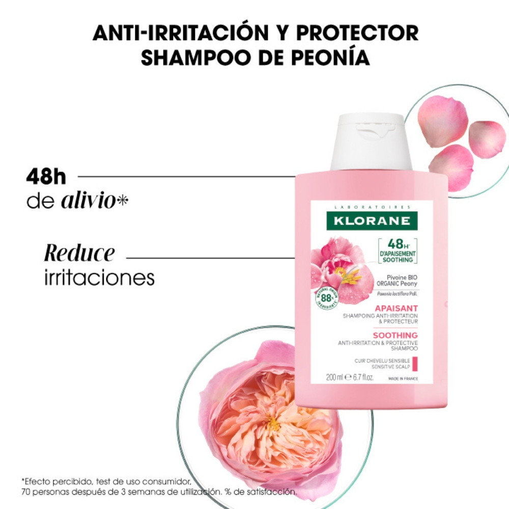 Klorane Peoní­a Shampoo Para Cuero Cabelludo Irritado