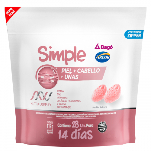 Simple Piel + Cabello + Uñas X 28 Pastillas De Goma