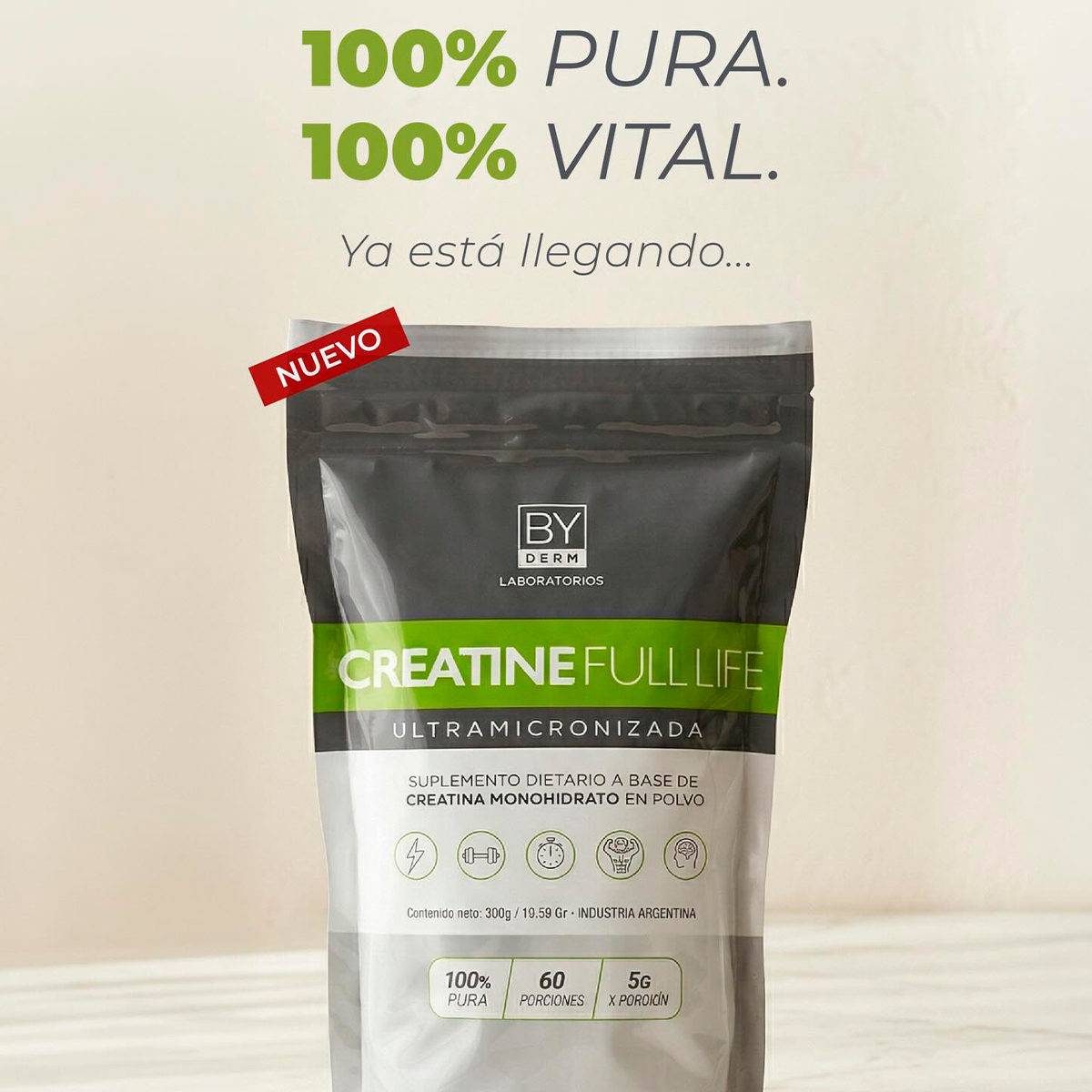 Pack 2 By Derm Creatine Full Life Creatina Ultramicronizada