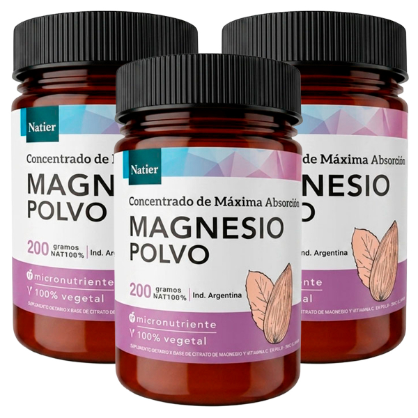 Pack 3 Natier Citrato De Magnesio En Polvo