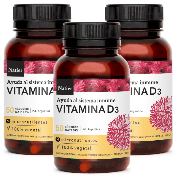 Pack 3 Natier Vitamina D3 Sistema Inmune