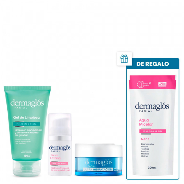 Rutina Dermaglós Limpieza E Hidratación + Serum Ectoína + Regalo!