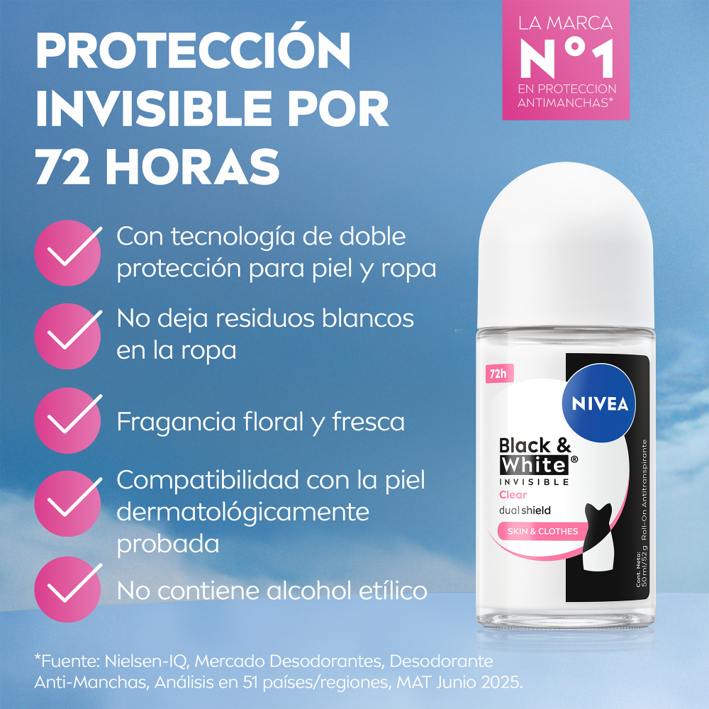 Nivea Desodorante Femenino Invisible B&w Roll On