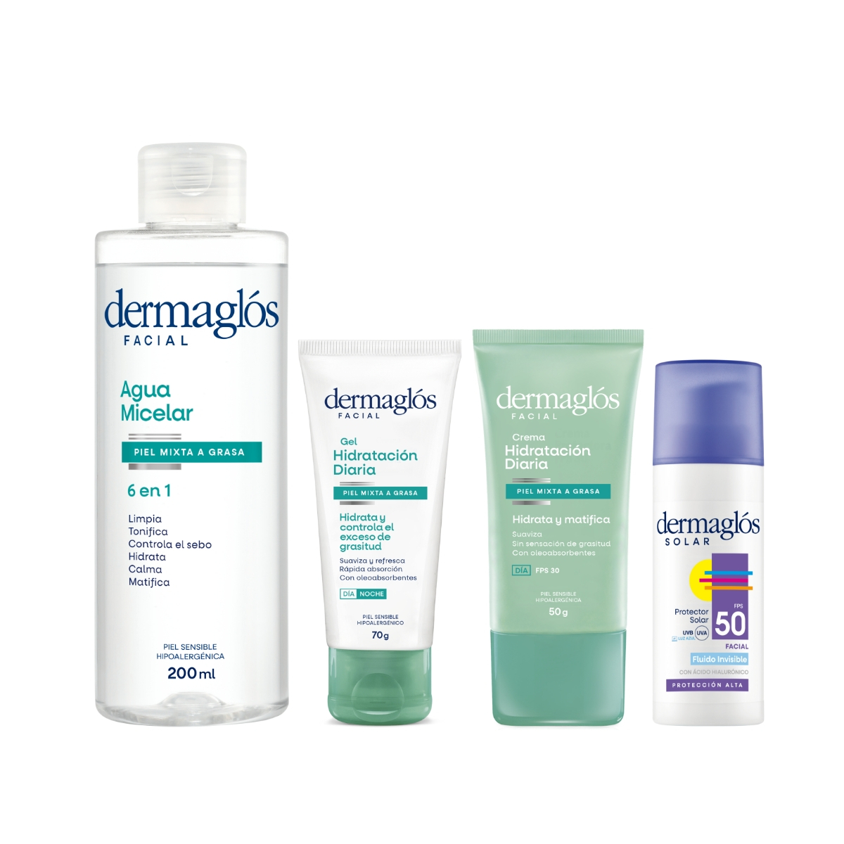 Rutina Dermaglós Facial Piel Mixta + Protector Solar + Regalo!
