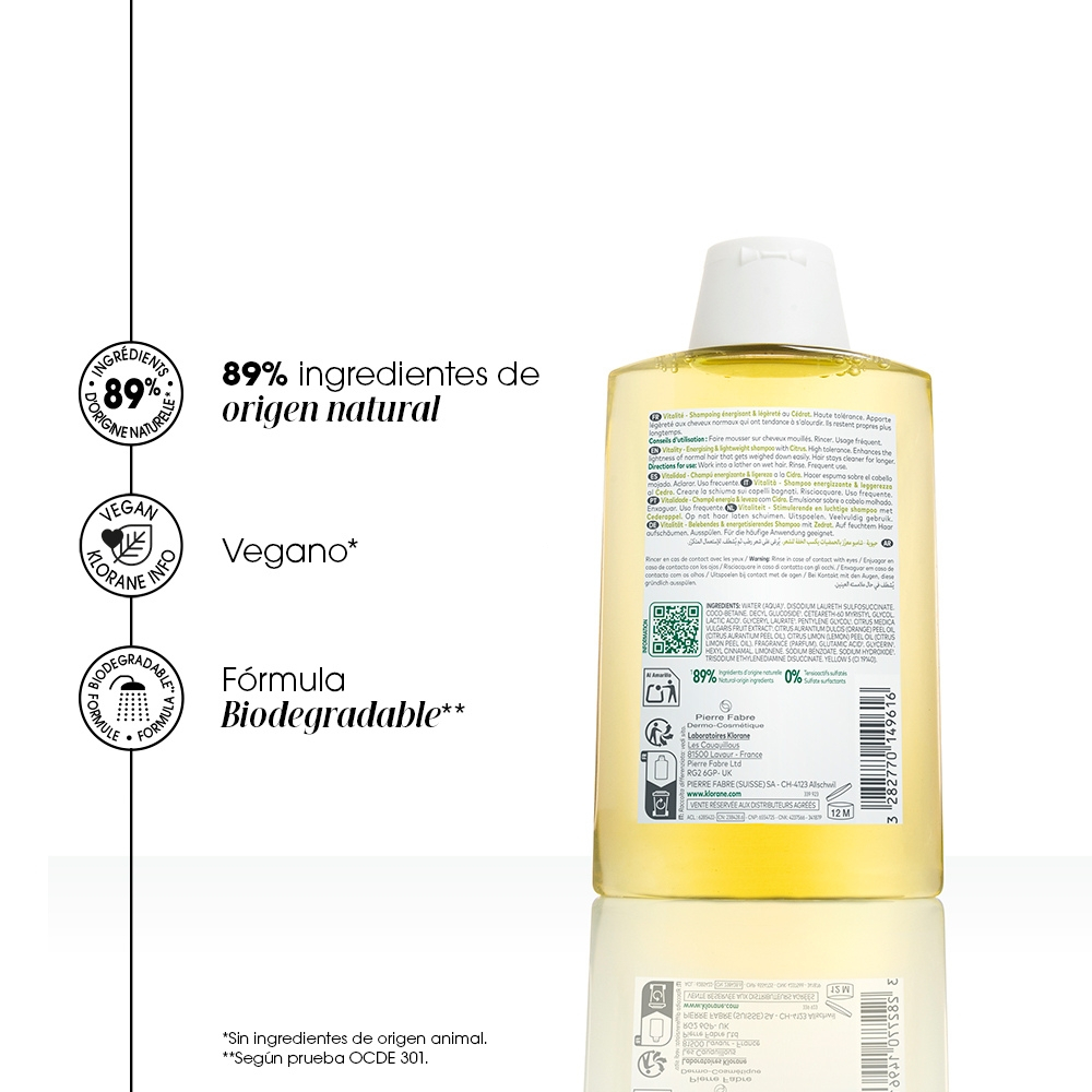 Klorane Cidra Shampoo Cabello Tendencia Oleosa X 200ml