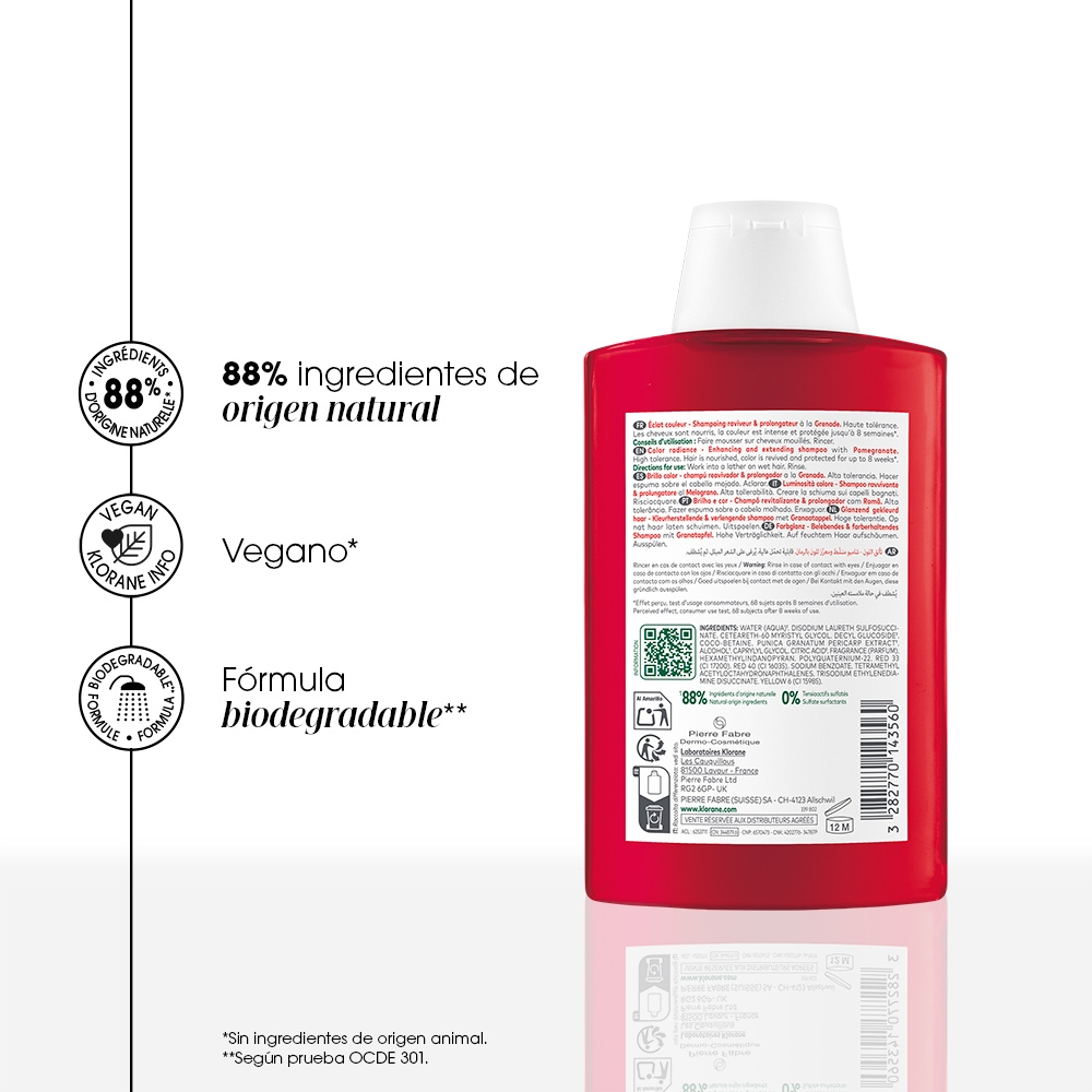 Klorane Granada Shampoo Para Cabello Teñido X 200ml