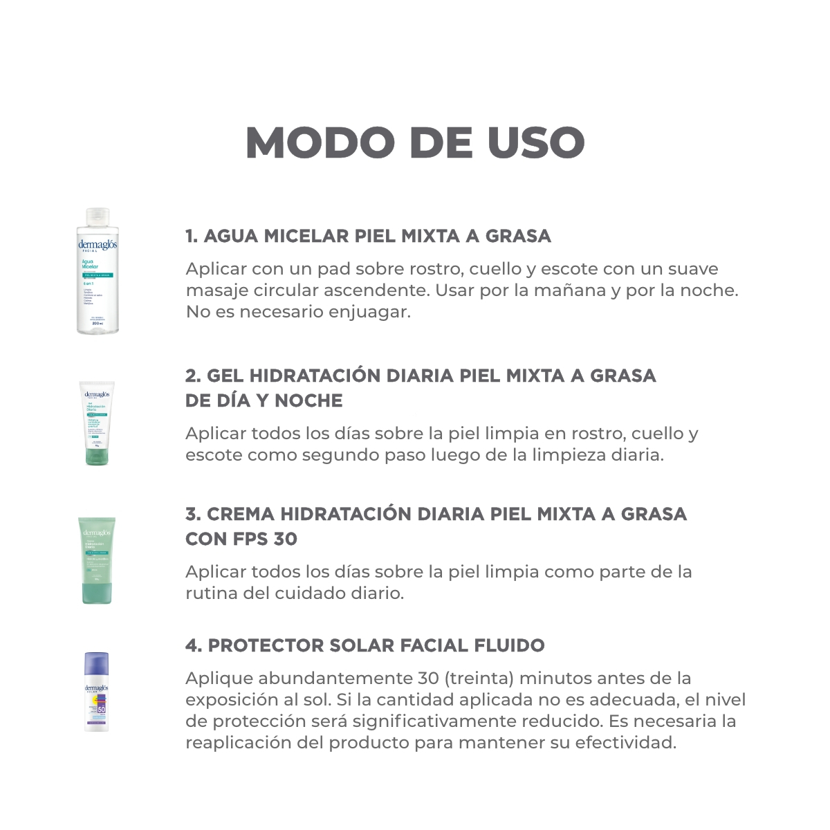 Rutina Dermaglós Facial Piel Mixta + Protector Solar + Regalo!