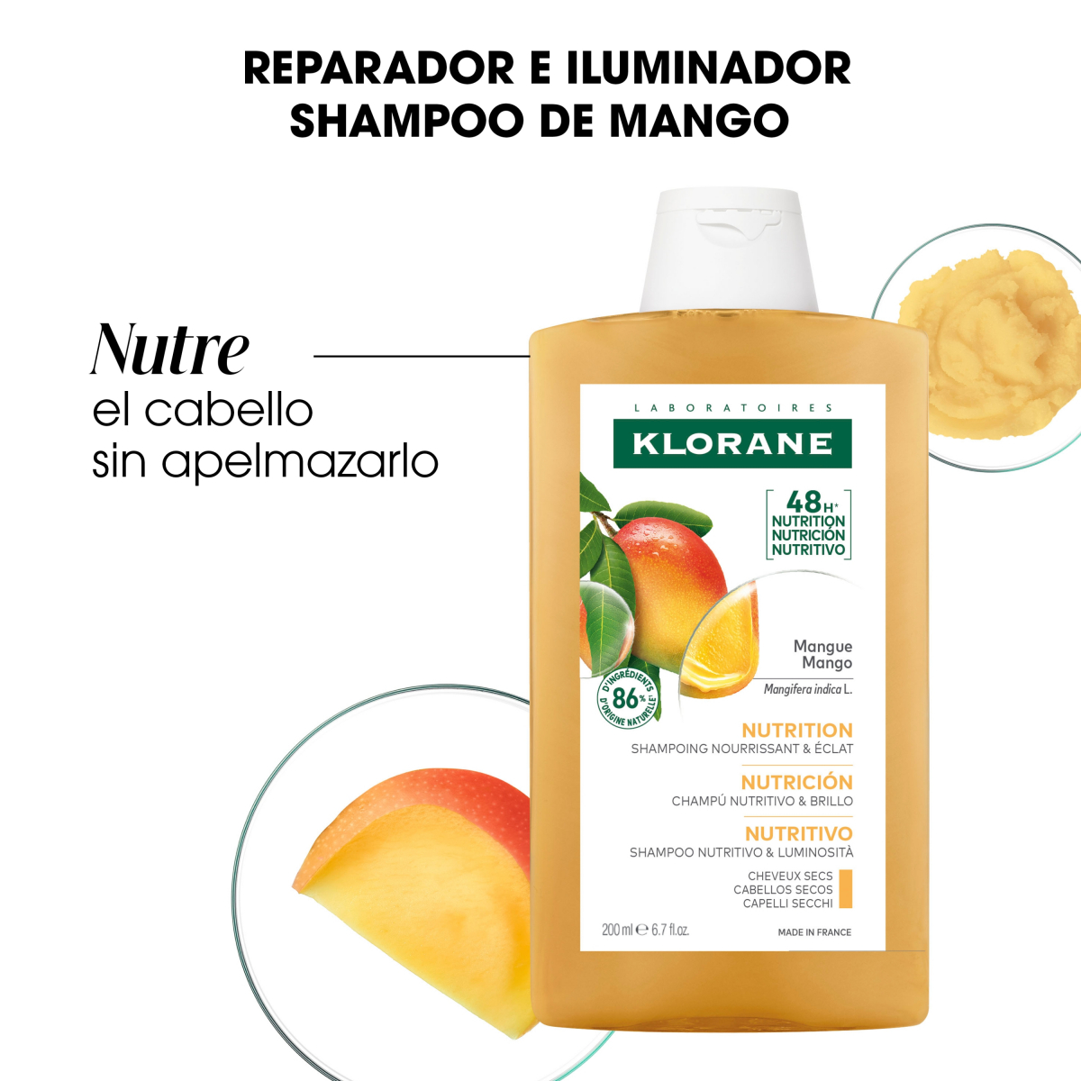 Klorane Mango Shampoo Para Cabello Seco X 200ml
