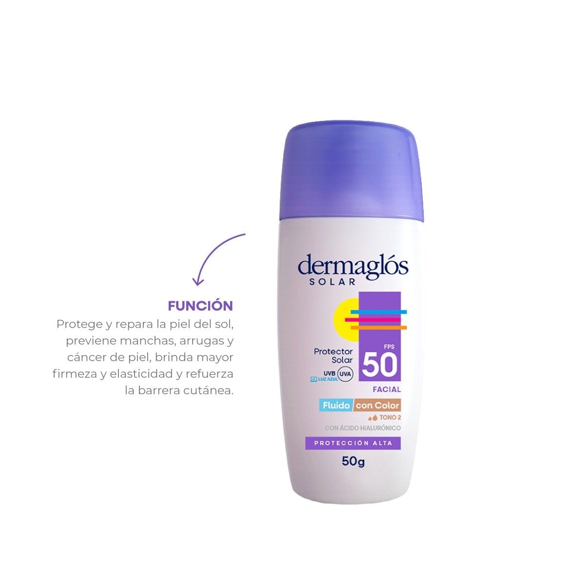 Dermaglós Solar Facial Fluido Color Fps50