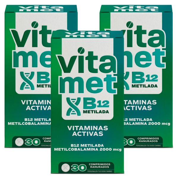 Pack 3 Vitamet B12 Suplemento Metilcobalamina