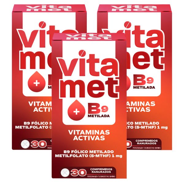 Pack 3 Vitamet B9 Suplemento L Metilfolato