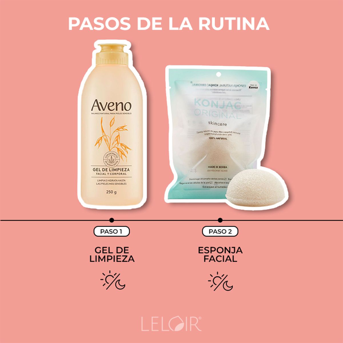 Combo Aveno Gel De Limpieza + Konjac Esponja Piel Sensible
