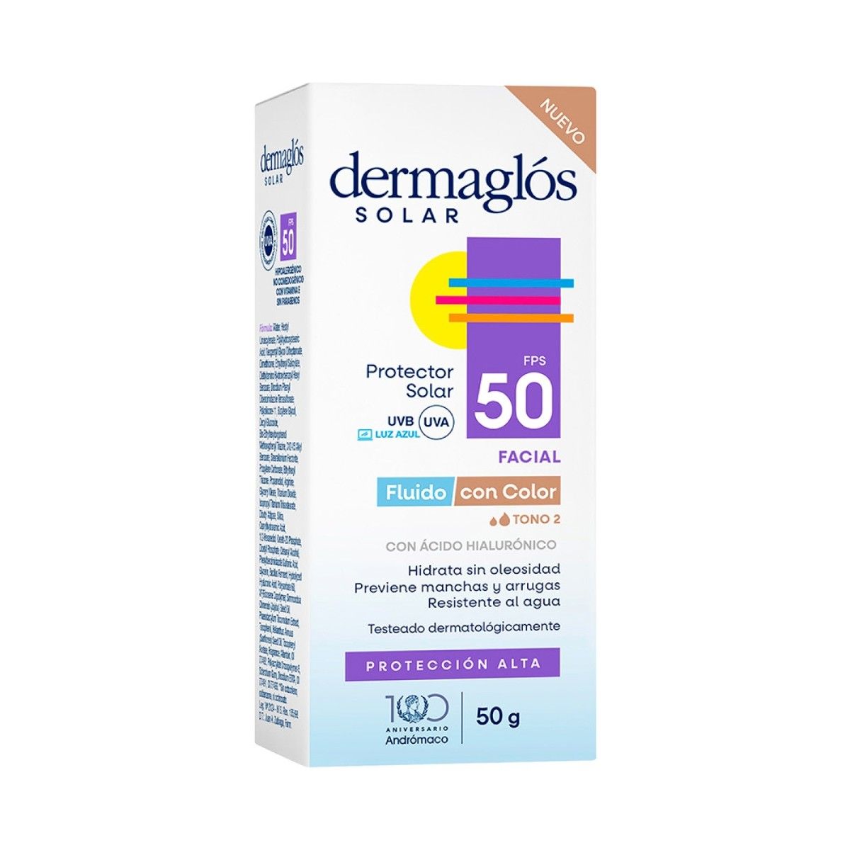 Dermaglós Solar Facial Fluido Color Fps50
