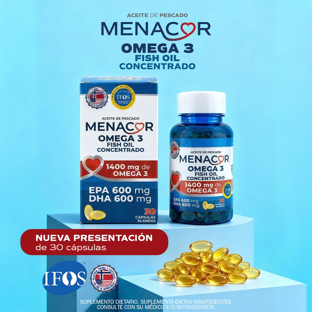 Menacor Omega 3 Aceite De Pescado Cápsulas X 30 Cápsulas