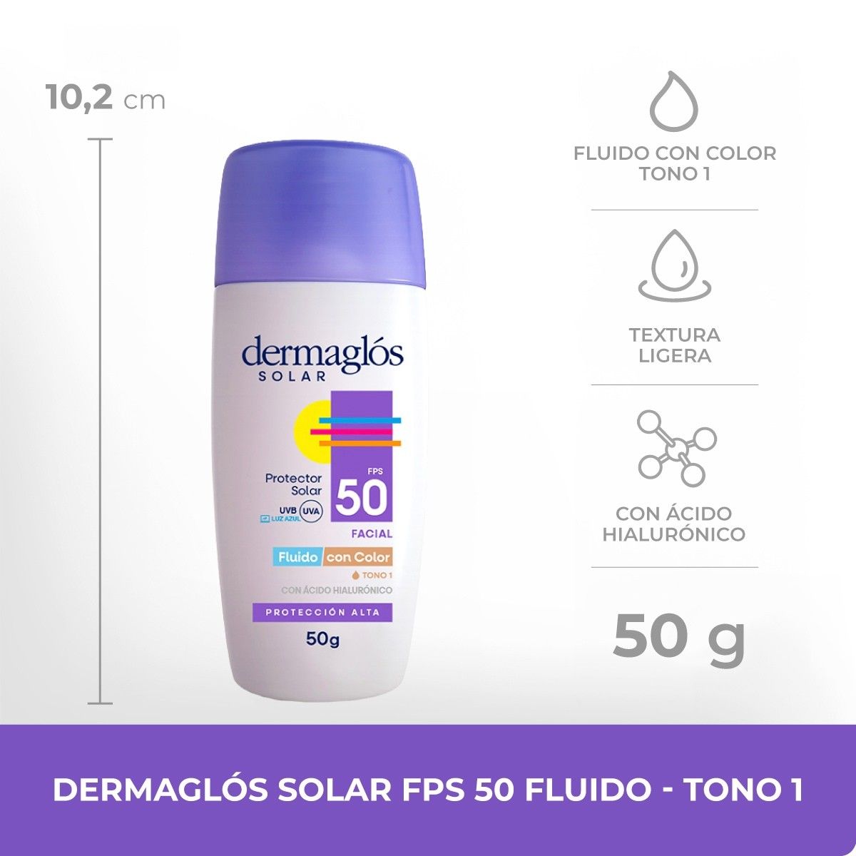 Dermaglós Solar Facial Fluido Color Fps50