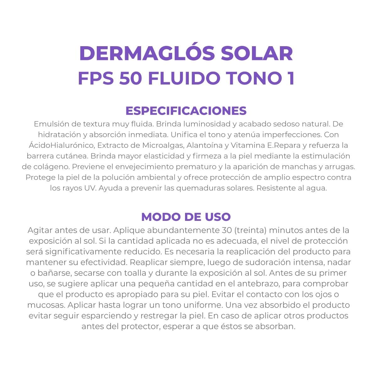 Dermaglós Solar Facial Fluido Color Fps50