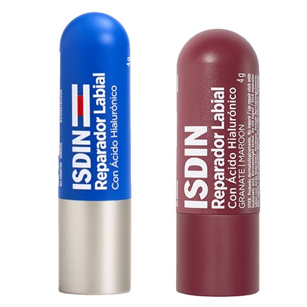 Combo Isdin Reparador Labial Hidratante Azul + Granate