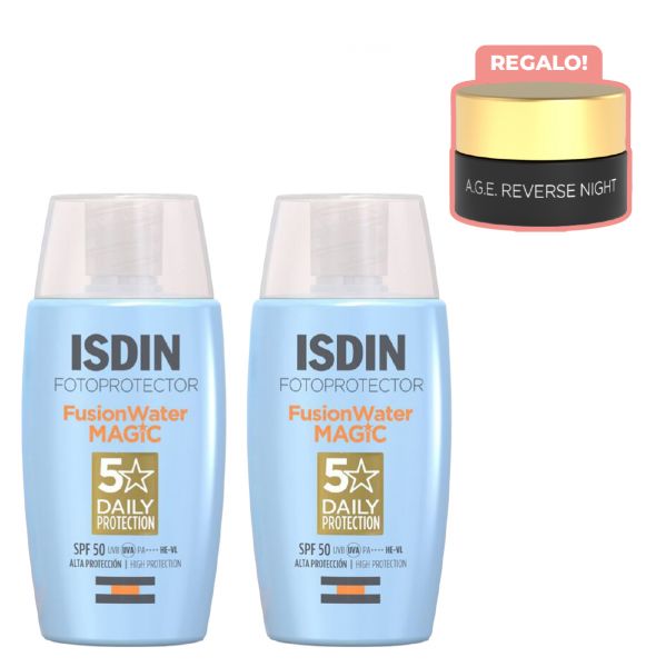 Pack 2 Isdin Fotoprotector Spf50 Fusion Water Magic 5 Stars + Regalo