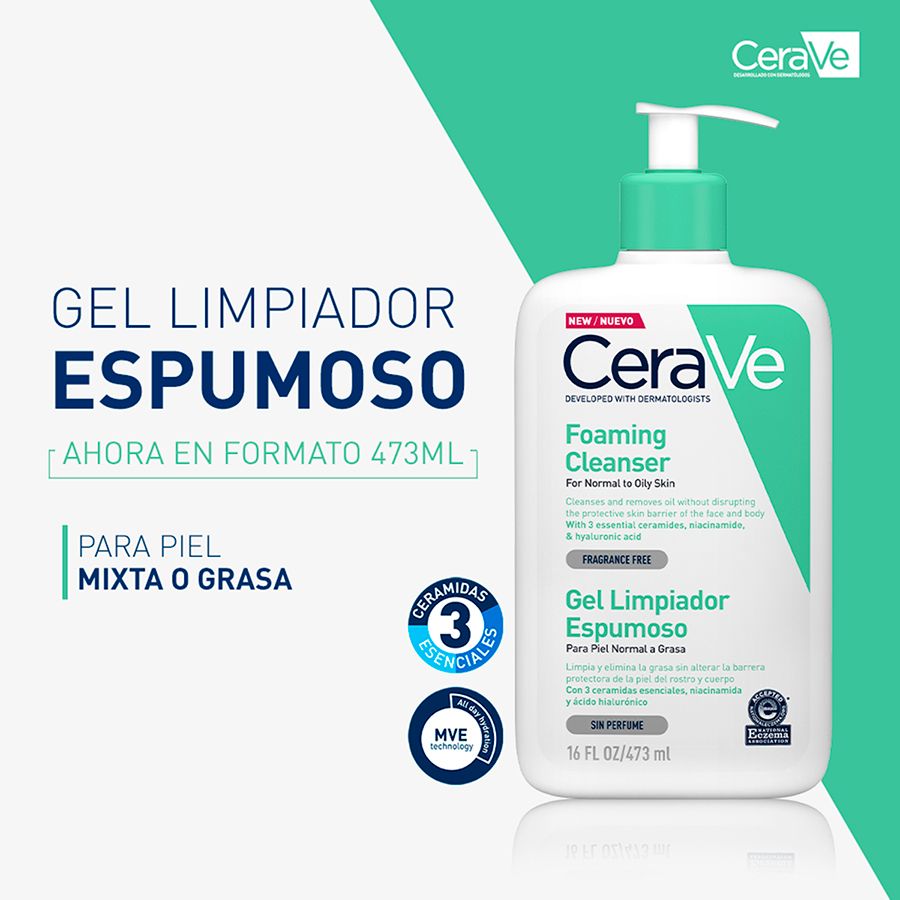 Cerave Foaming Cleanser Gel Limpiador Espumoso X 473ml