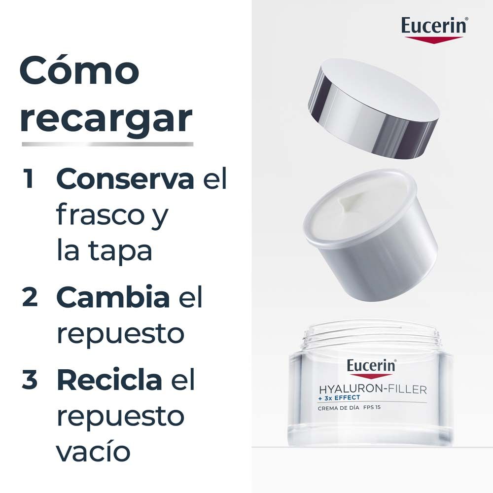 Eucerin Hyaluron Filler + 3x Effect Repuesto Crema Antiarrugas Fps15
