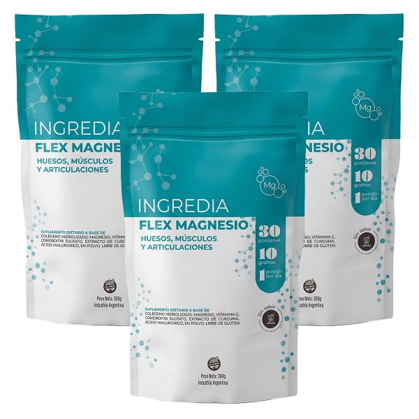 Pack 3 Ingredia Flex Magnesio Suplemento En Polvo