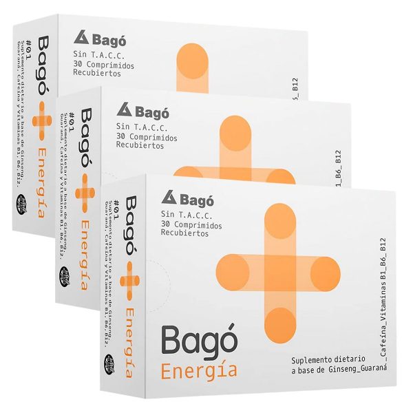 Pack 3 Bagó+ Energía Suplemento Dietario