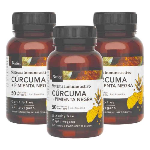Pack 3 Natier Cúrcuma + Pimienta Negra Cápsulas